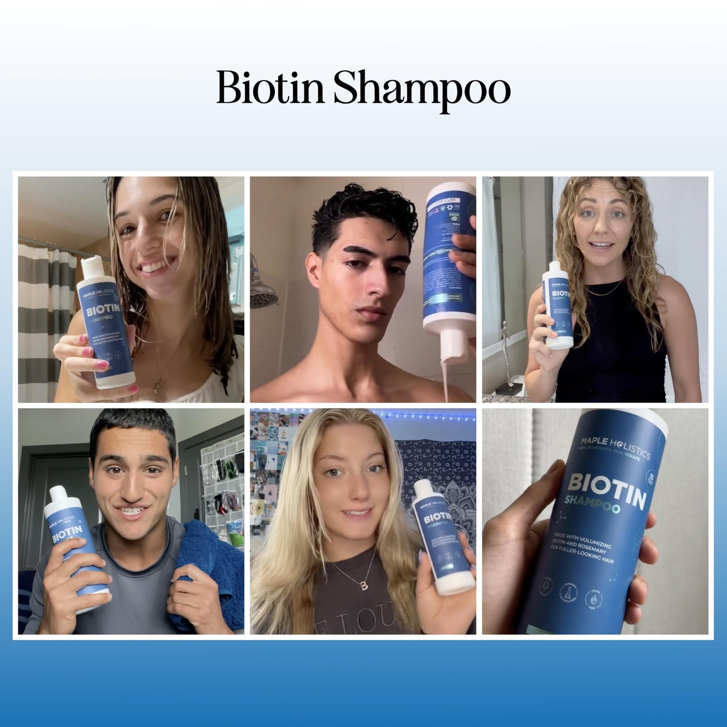 Rosemary and Biotin Shampoo for Thinning Hair - Vegan Volumizing Shampoo for Fine Hair with B Vitamins Argan Oil & Tea Tree Essential Oil - Paraben Beauty and Personal Care Maple Holistics