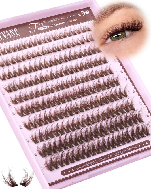 Wtvane Brown Lash Clusters Fluffy Eyelash Clusters 10-16mm Natural Cluster Eyelash Extensions Wispy Lashes Clusters Dark Brown Fairy Individual Lashes Beauty and Personal Care wtvane Default Title
