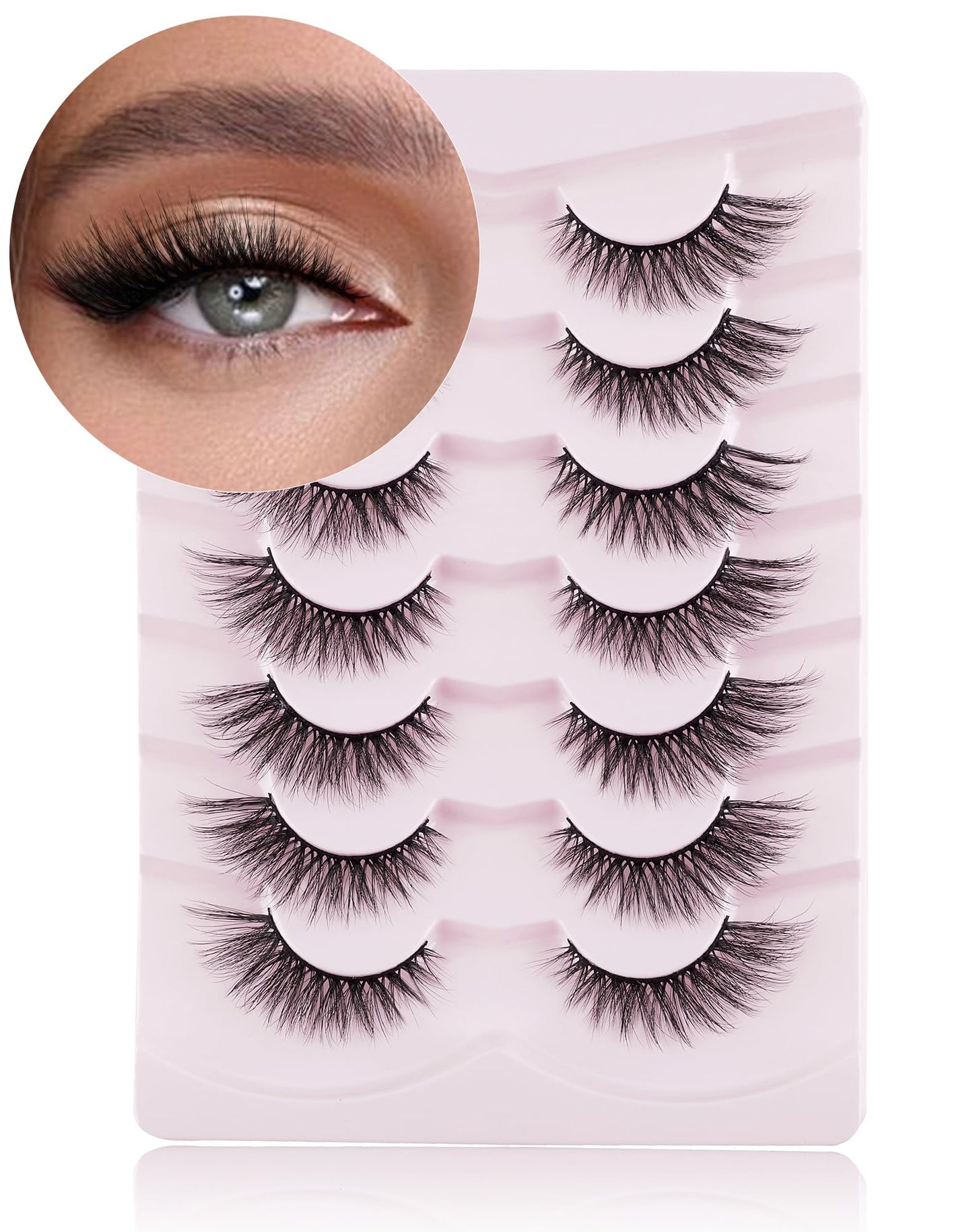 Onlyall Cat Eye Lashes Mink Lashes Fluffy Eyelashes Cat Eye False Lashes Fox Eye Lashes 7 Pairs F02 Beauty and Personal Care Onlyall Default Title