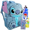 Stitch Backpack for Girls Set - Bundle with Lilo and Stitch Backpack with Front Pockets Plus Water Bottle, Stickers, More | School Supplies for Kids