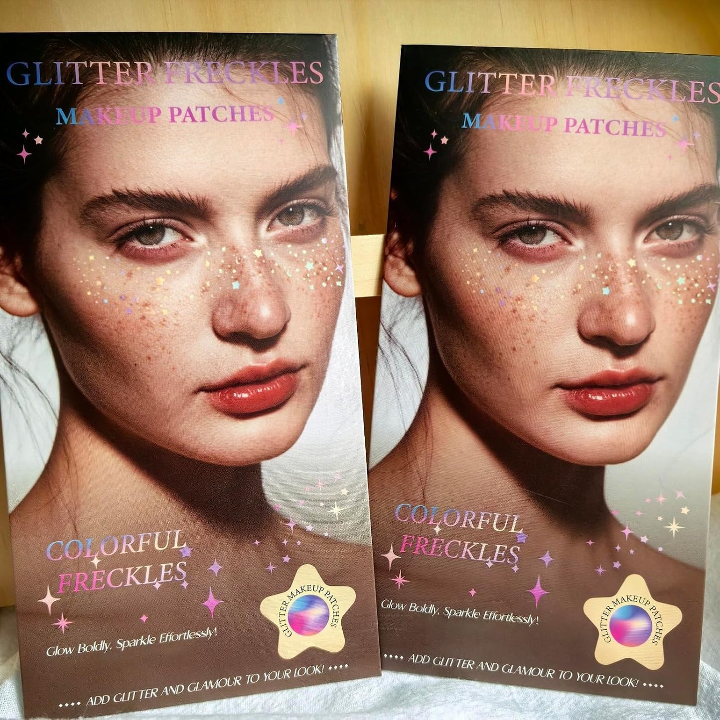 Glitter Freckles, Holographic Face and Body Glitter Tattoo Sparkle for Women Gold Glow Cosmetic Star Makeup Accessories for Festival Rave