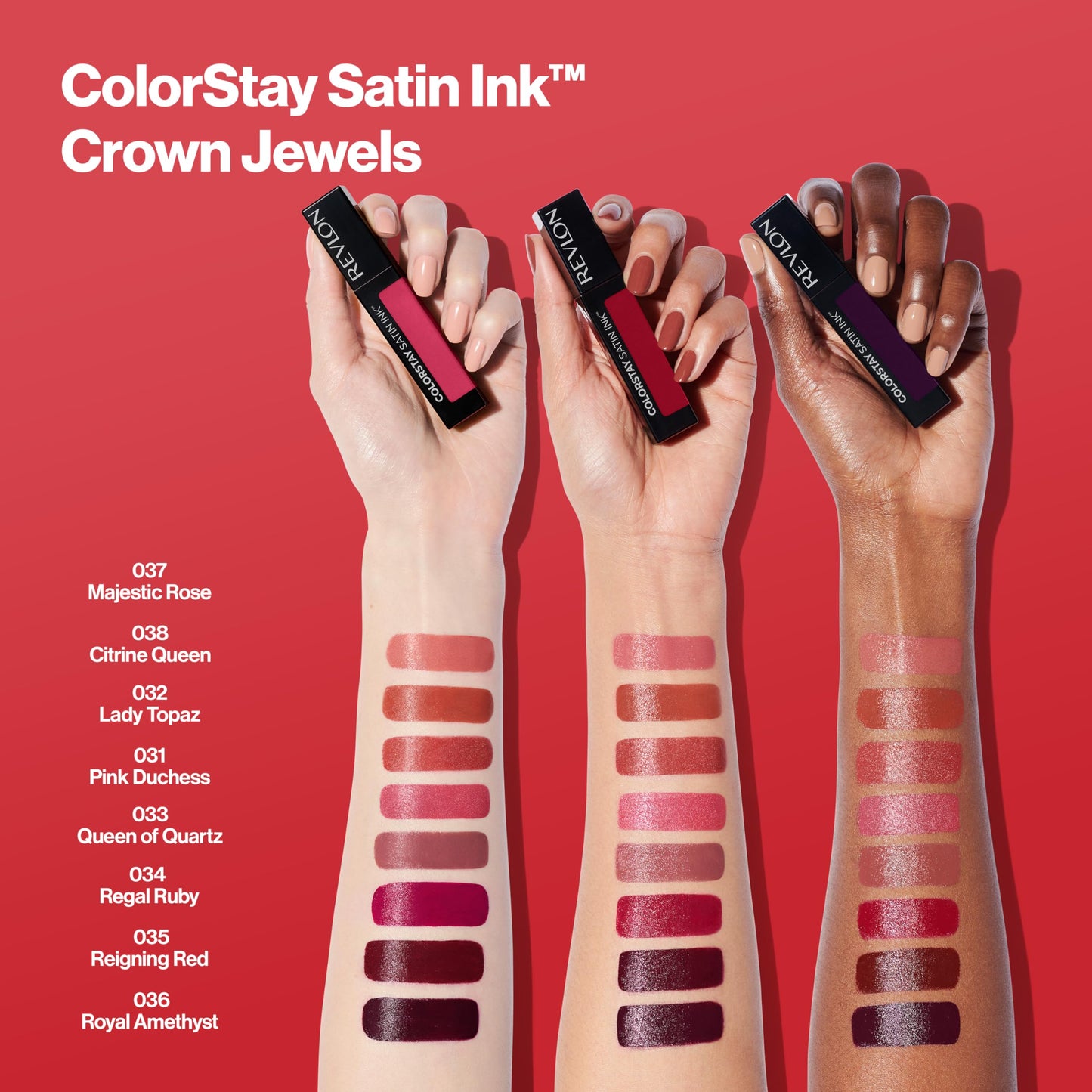 REVLON ColorStay Satin Ink Crown Jewels Liquid Lipstick, Longlasting & Waterproof Lipcolor, Moisturizing Creamy Formula Infused with Black Currant