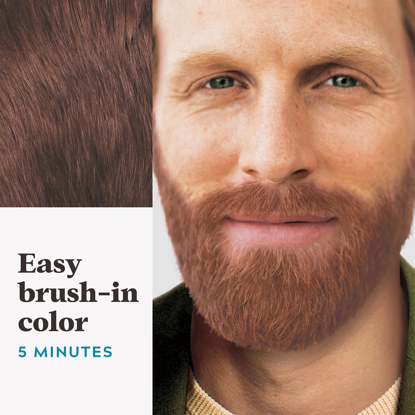 Just For Men Mustache & Beard, Beard Dye for Men with Brush, With Keratin Biotin Aloe and Coconut Oil for Healthy Facial Hair - Light Red Brown, M-27