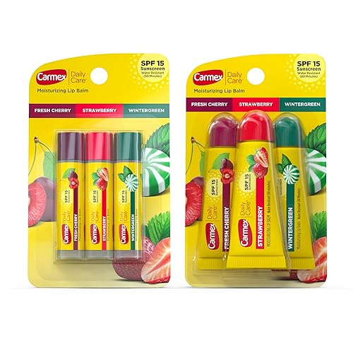 Daily Care Moisturizing Lip Balm with SPF Variety Pack in Fresh Cherry Strawberry and Wintergreen Flavors: Daily Care Sticks 0.15 OZ - 3 count (1