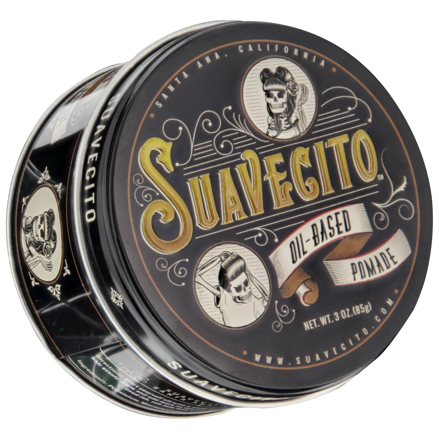 Suavecito Oil Based Pomade 3 oz Tin Can - Original Scent Hair Styling Long Lasting Hold, Healthy High Shine, For All Hair Types - Smooth Slickback