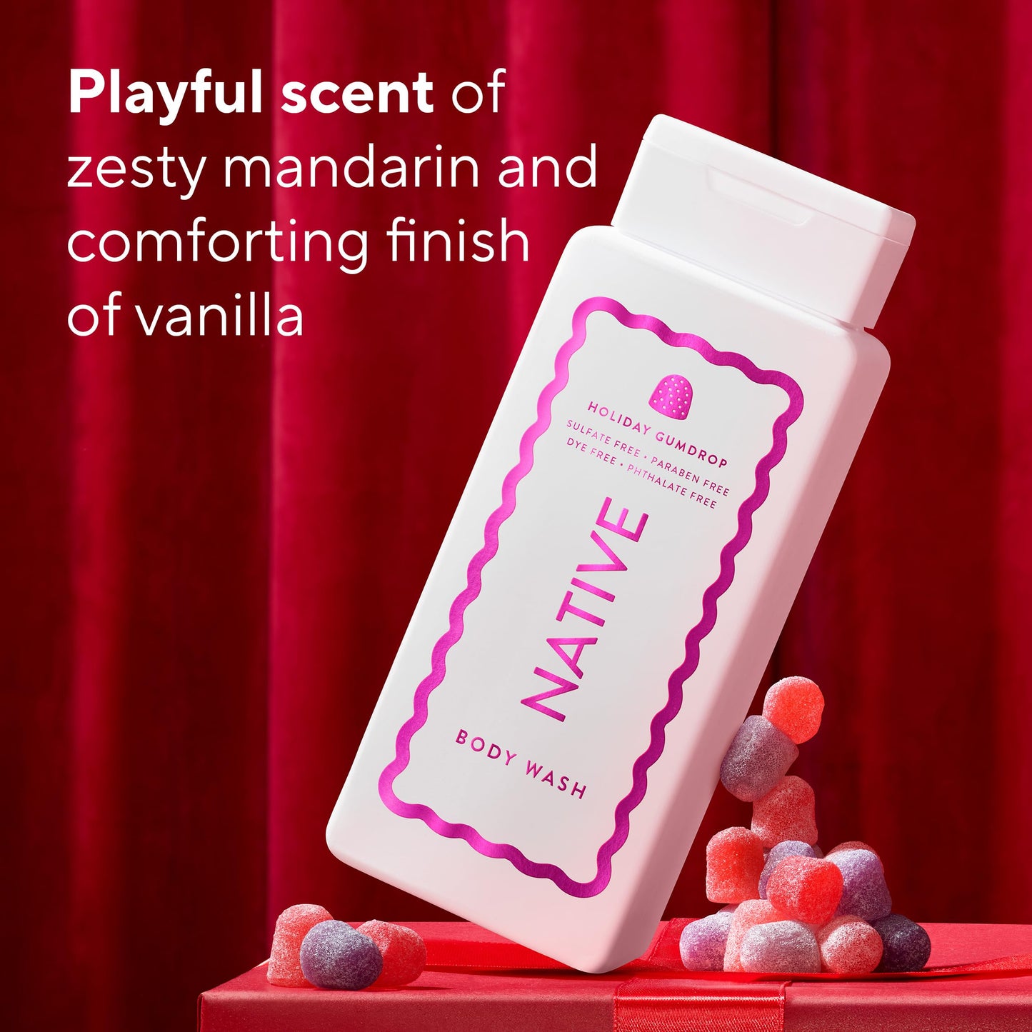 Native Body Wash, Holiday Edition, Holiday Gumdrop Scent, Contains Naturally Derived Ingredients | For Women & Men, Sulfate, Paraben, & Dye Free Beauty & Personal Care Native