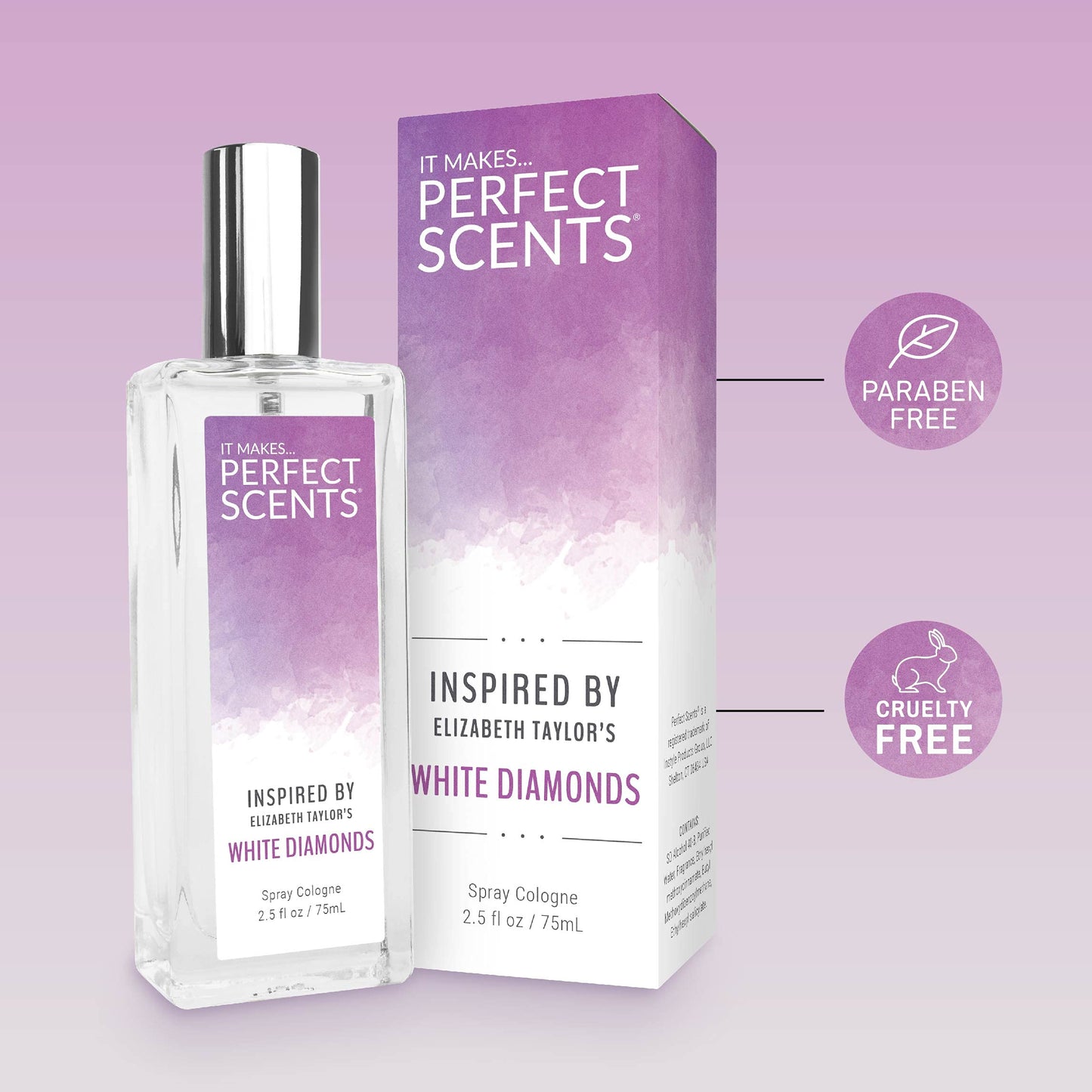 Perfect Scents Fragrances Inspired by Elizabeth Taylor's White Diamonds Women’s Eau de Toilette Paraben Free Never Tested on Animals 2.5 Fluid Ounces