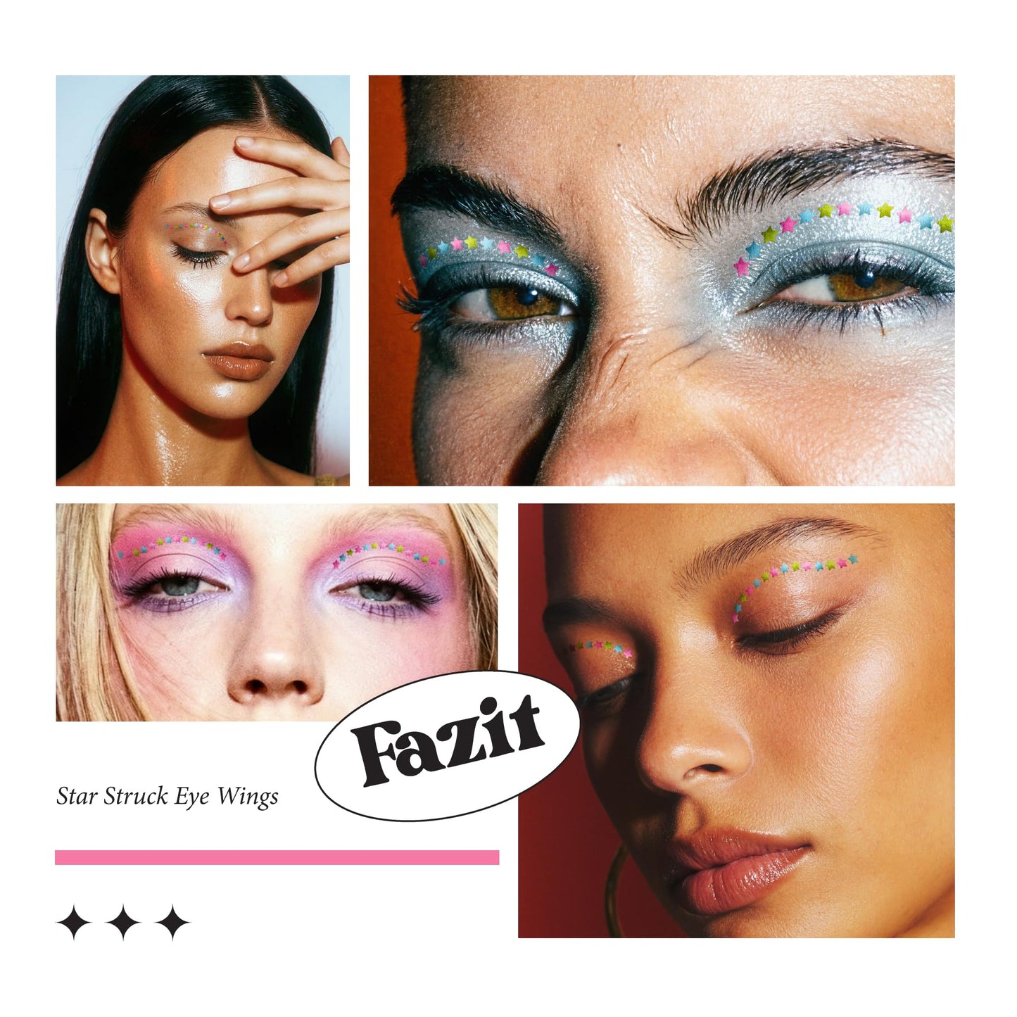 Fazit Makeup Patches - Star Struck Eye Wings - Glow Up Make-Up Patches - Cute Glitter Makeup Accessories for Women - Cosmetic Glitter for Face