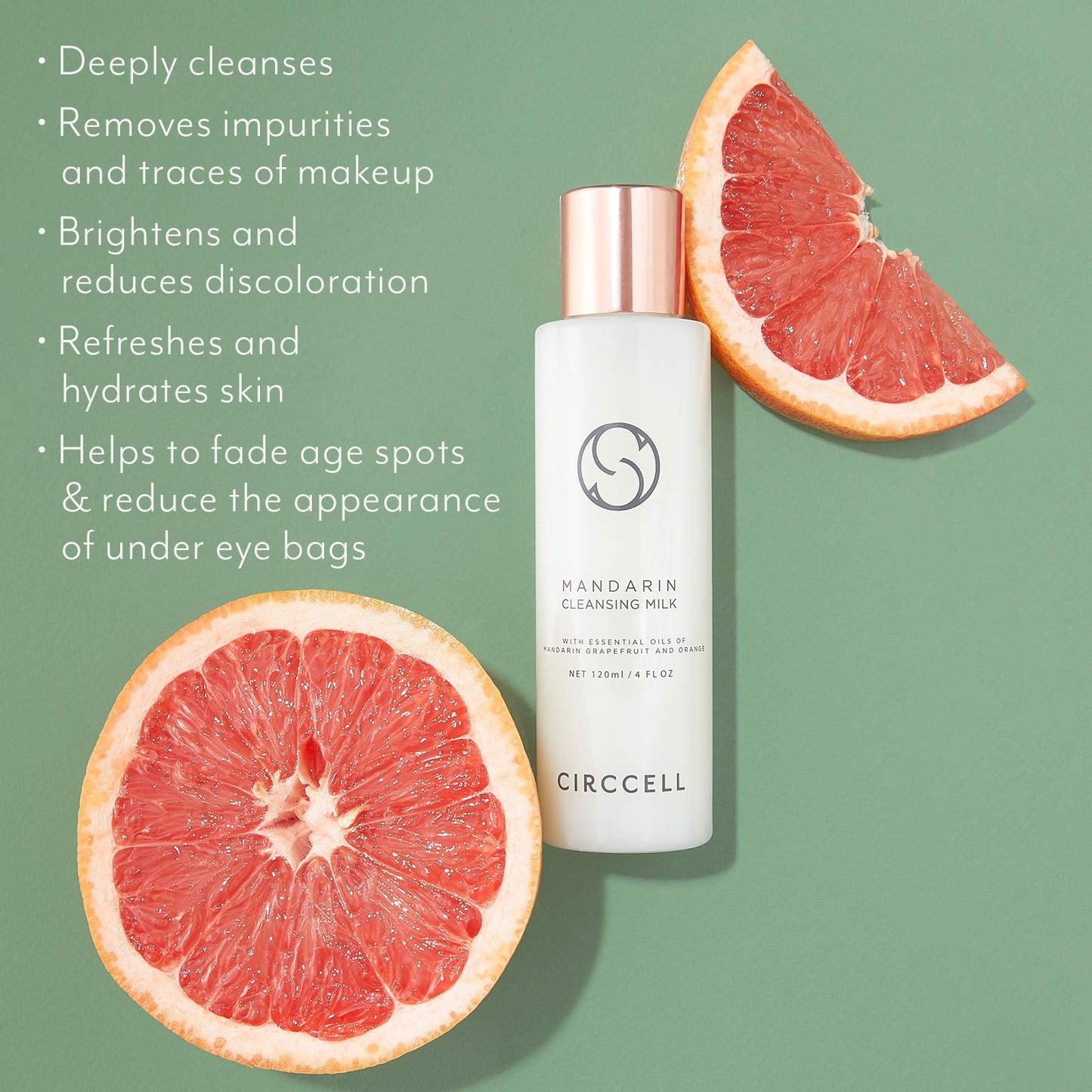 CIRCCELL Mandarin Cleansing Milk - Hydrating & Brightening Face Cleanser with Fruit Extracts -Anti-Aging Facial Cleanser - Rich, Creamy Cleansing Milk