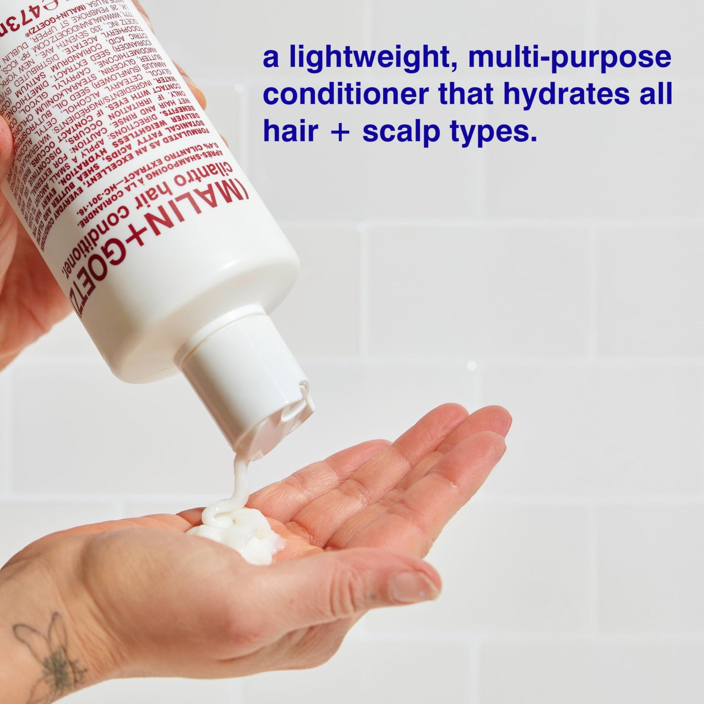 MALIN+GOETZ cilantro conditioner ‚Äîresidue-free, lightweight scalp treatment. conditions, detangles, balances pH, intensely hydrates. tames frizz