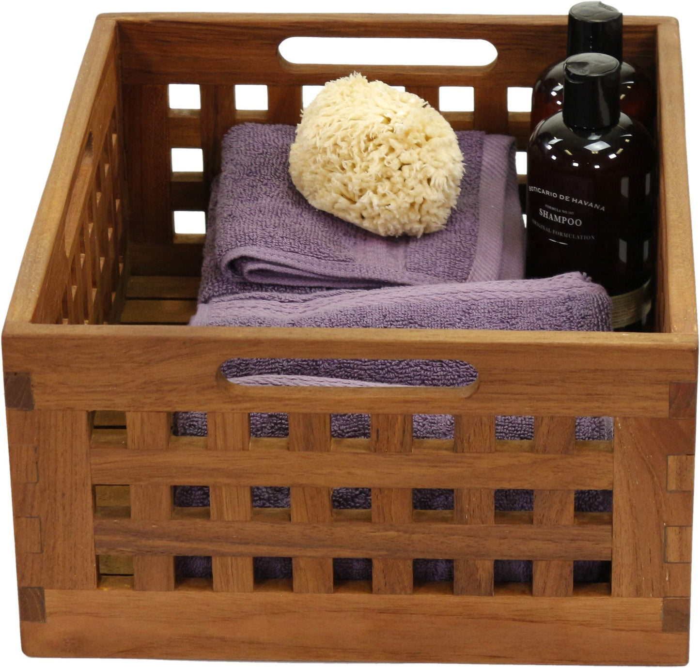 AquaTeak Grate Medium Size Teak Storage Bin
