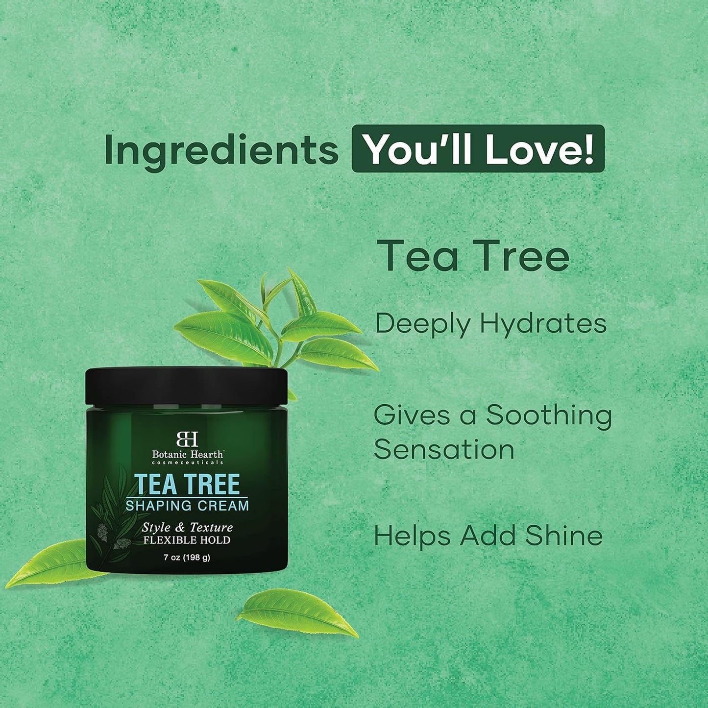 Botanic Hearth Tea Tree Shaping Cream, Hair Styling Cream with Collagen & Biotin | Style & Texture, Strong & Flexible Hold, for All Hair Types | Men
