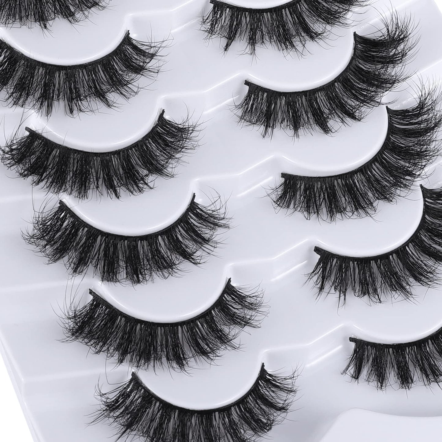 Mebver 8D Fluffy Wispy Lashes False Eyelashes Cat Eye Lashes Faux Mink Lashes Natural Look That Look Like Extensions Pestañas Postizas D Curl Lash