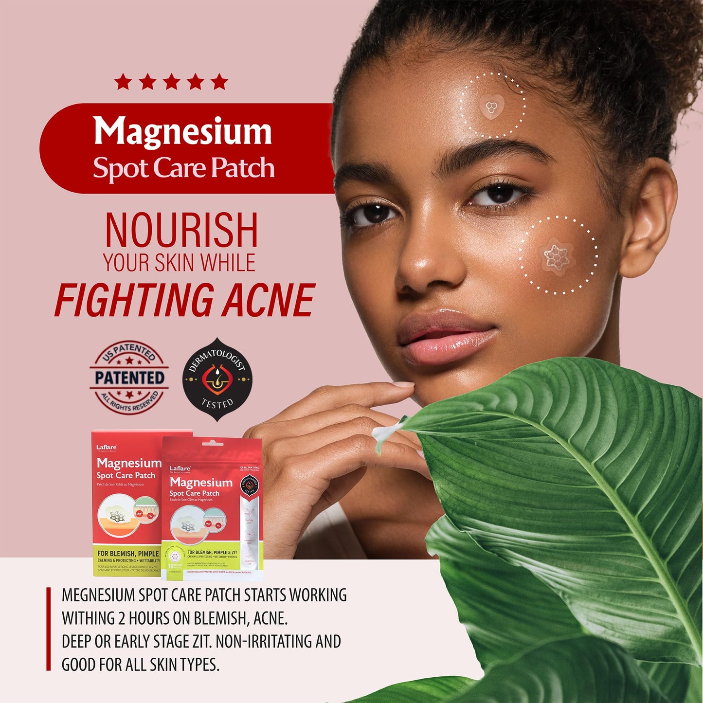Laflare FreeGo Magnesium Pimple Patches for Face. Blemish.Zit & Dark Spots from Post-Blemish, Pimple .Zit. Self Dissolving,Hydrocolloid, Tee Tree oil