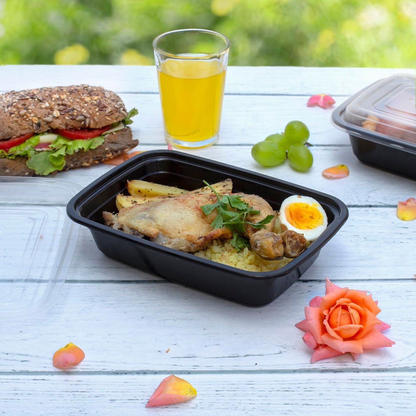 GUSTO [24 oz - 50 Count 1-Compartment Meal Prep Containers with Lids - Reusable, Microwaveable, Dishwasher & Freezer Safe, BPA-Free Food Storage…