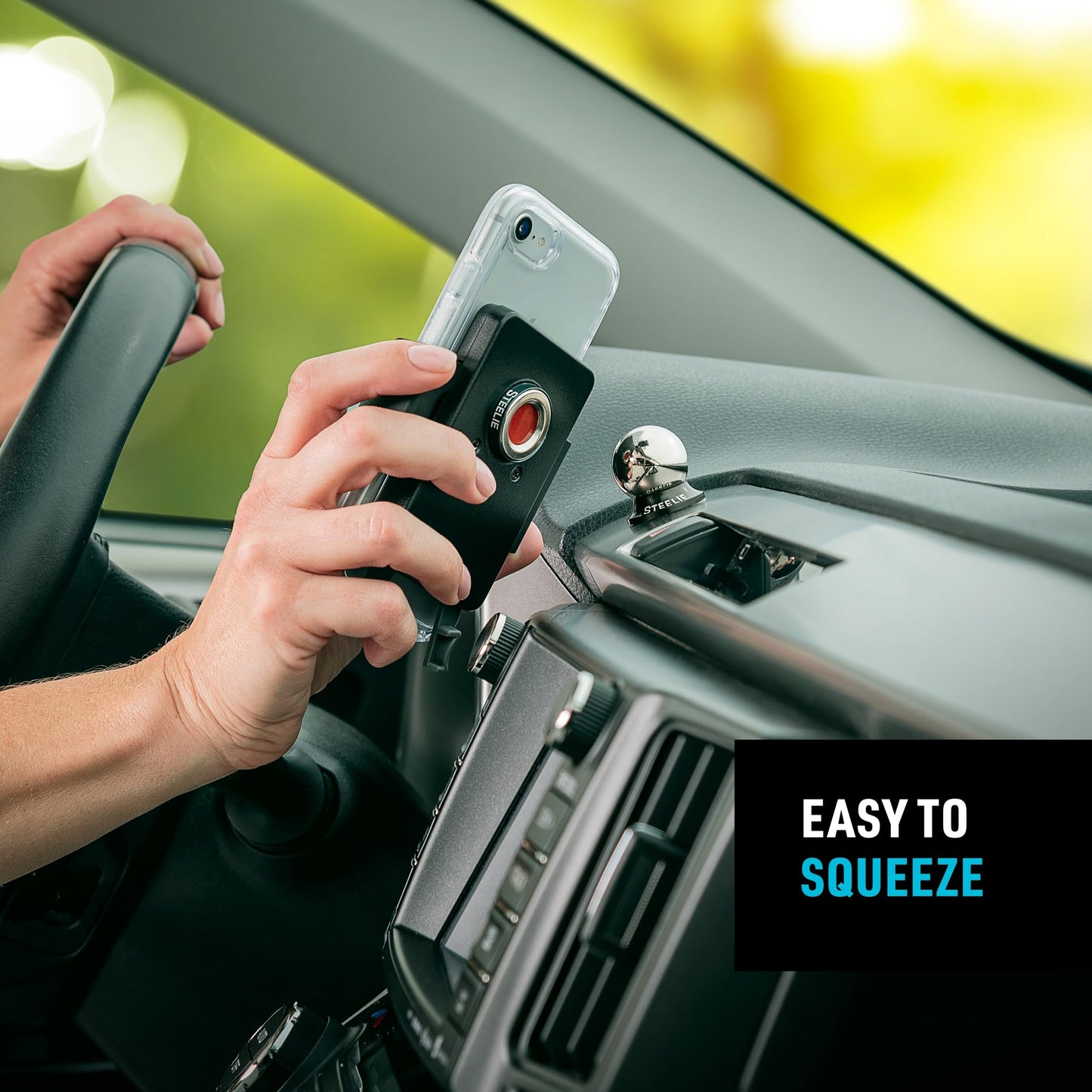 Nite Ize Steelie Squeeze Clamp - Universal Dashboard Mount for Hands-Free Use - Easy-Squeeze Levers - Continuous Force Springs - 360-Degree Rotation…