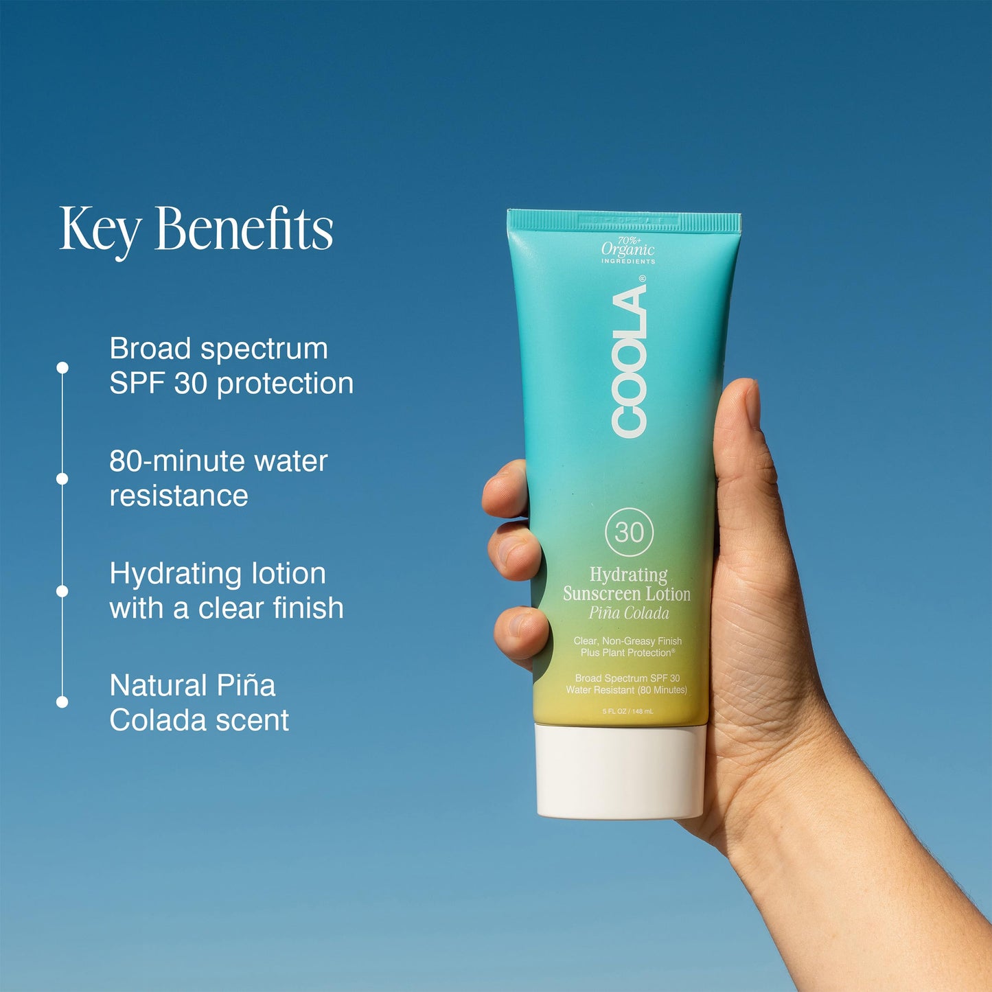 COOLA Organic Sunscreen SPF 30 Sunblock Body Lotion, Dermatologist Tested Skin Care for Daily Protection, Vegan and Gluten Free, Piña Colada, 5 Fl Oz