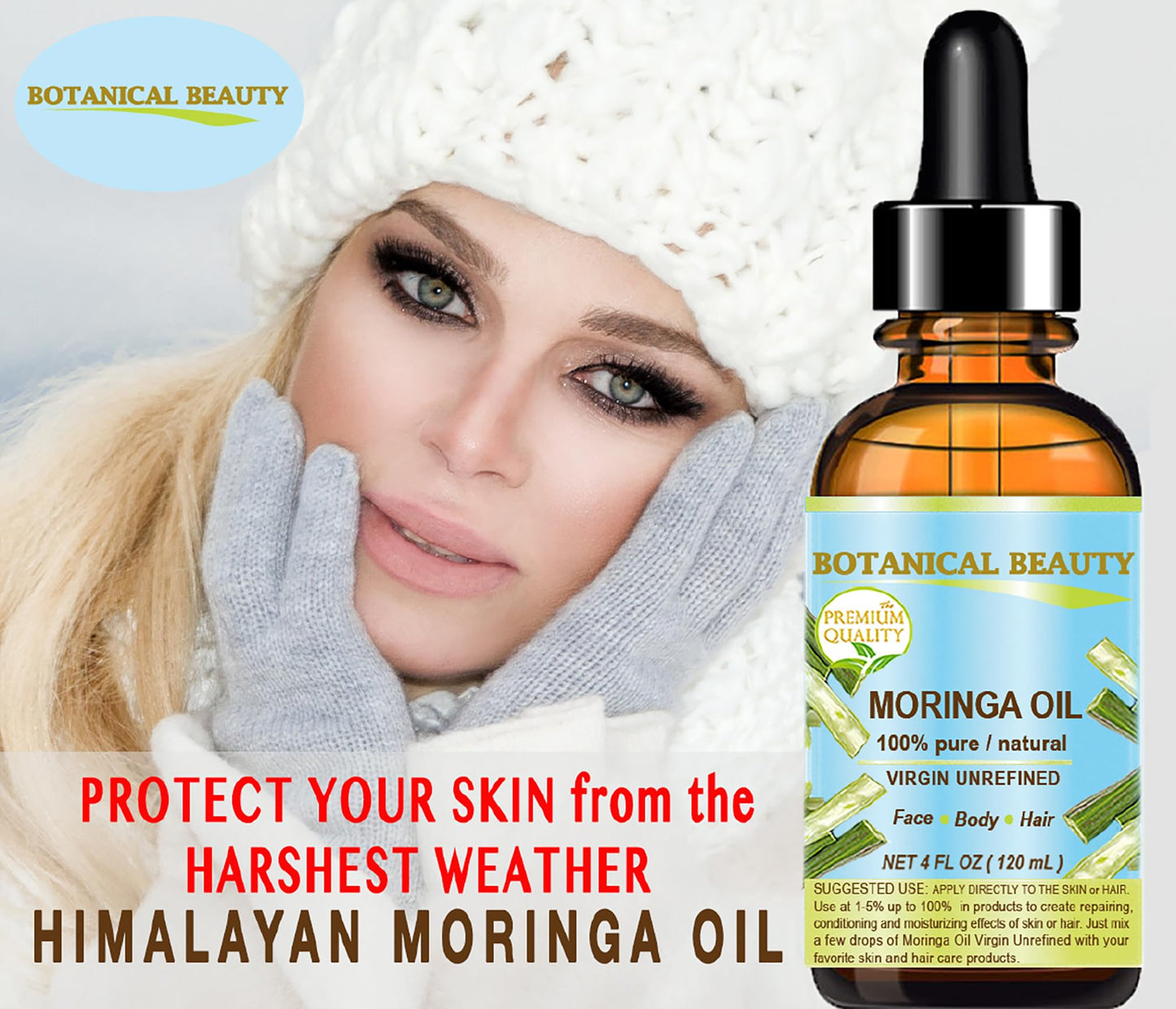 Botanical Beauty MORINGA OIL Moringa oleifera WILD GROWTH Himalayan 100% Pure Natural Undiluted Virgin Unrefined for Face, Skin, Hair, Lip, Nails (2