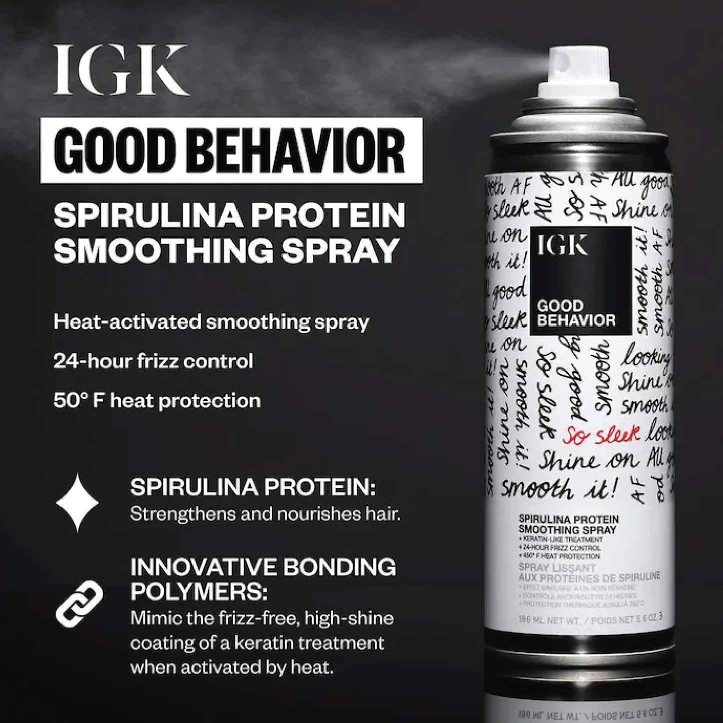 IGK Hair Treatment Travel Size Set | Antisocial Dry Hair Mask + Good Behavior Spirulina Spray | Overnight Bond-Building + Keratin Like Smoothing