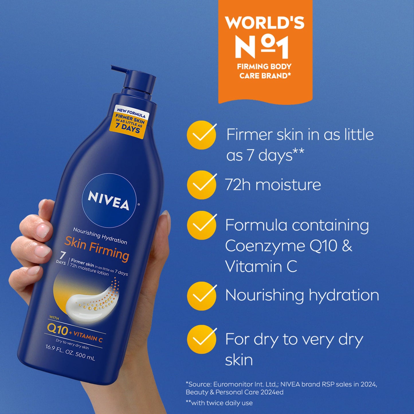 NIVEA Lotion Nourishing Skin Firming 16.9 Ounce Pump (500ml) (2 Pack)
