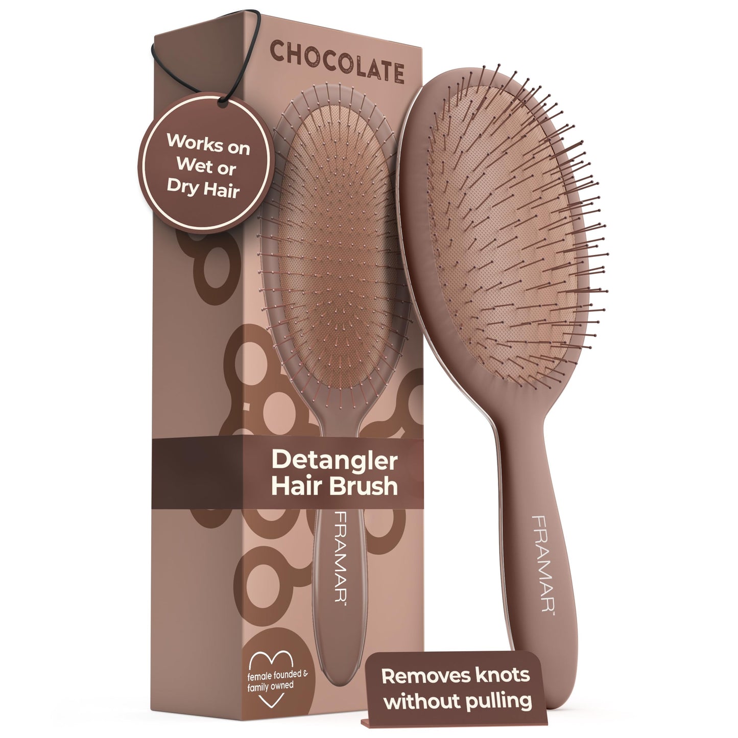 FRAMAR Chocolate Hair Brush Detangler - Wet Hair Brushes For Women, Womens Hair Brush, Hair Accessories, Hairbrush For Women, Cepillos Para Cabello Beauty and Personal Care FRAMAR Default Title