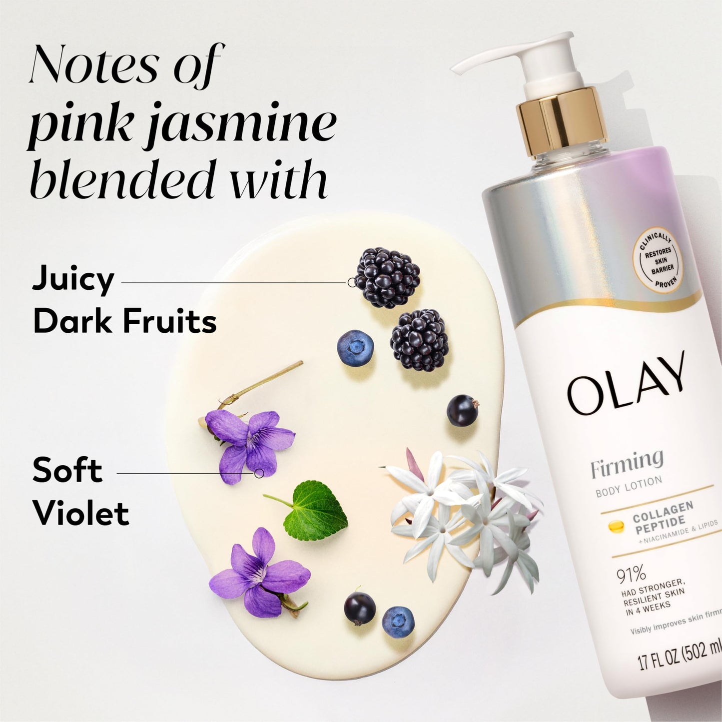 Olay Body Lotion for Women, Firming with Collagen Peptides Serum, Visibly Firmer Skin, 24hr Moisture & Hydration, Fast Absorbing Formula, Vitamin B3
