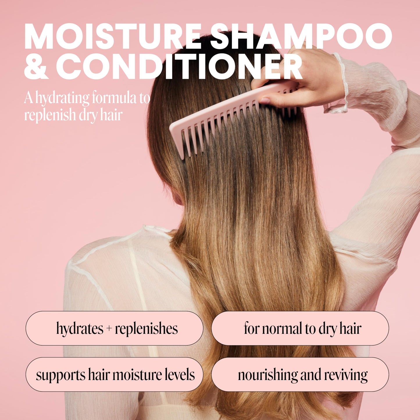 MONDAY HAIRCARE Moisture Shampoo + Conditioner Bathroom Set (2 Count) 27 oz Each for Dry, Coarse, Stressed, Frizzy Hair, Made with Coconut Oil, Rice