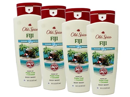 Old Spice Body Wash - Fiji - With Palm Tree - Net Wt. 16 FL OZ (473 mL) Per Bottle - Pack of 4 Bottles Beauty & Personal Care Old Spice