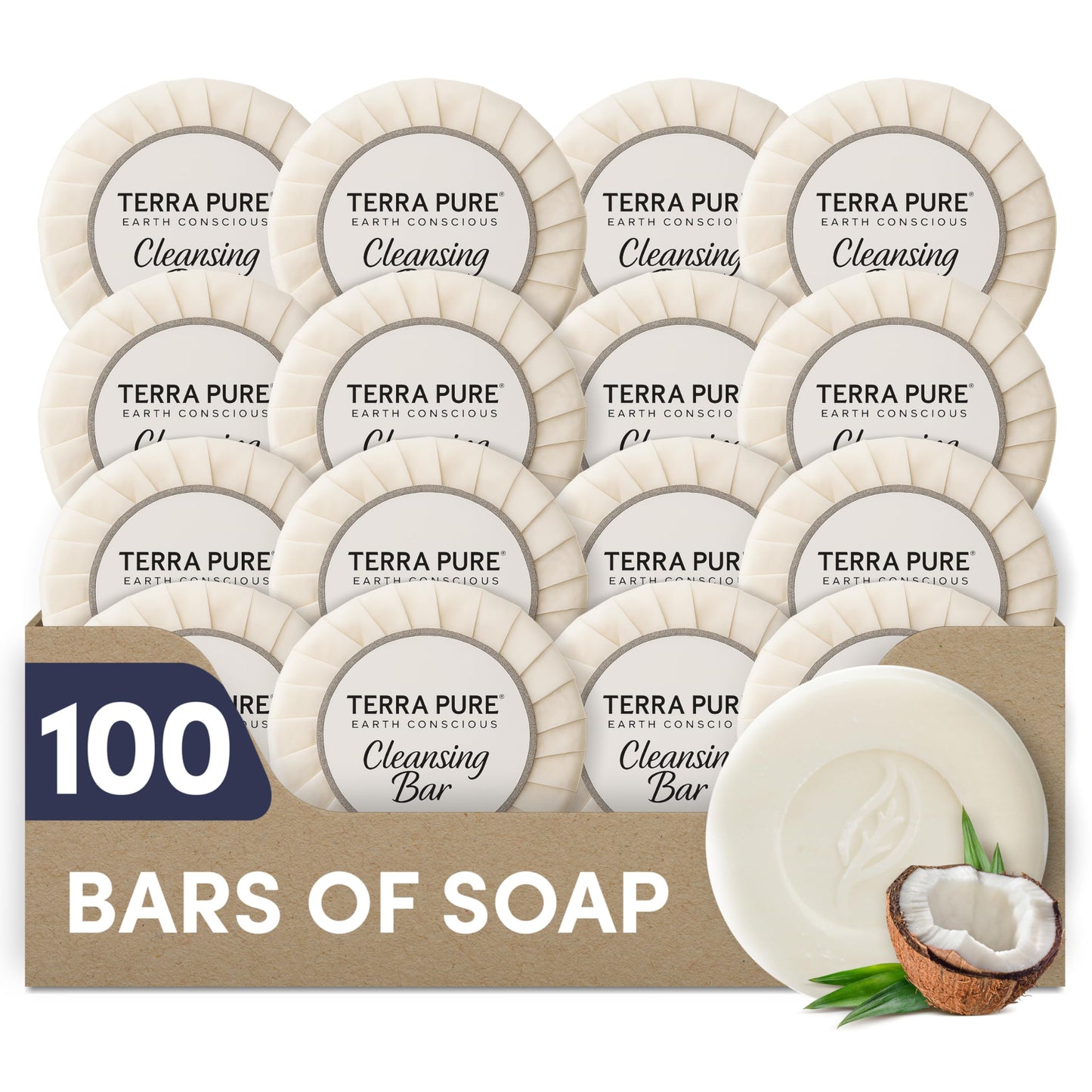 Travel Size Hotel Bar Soap 100 Count 0.6 oz Bars Guest Amenities for Hotels Vacation Rentals & Short Term Rentals Paraben Free White Tea & Coconut