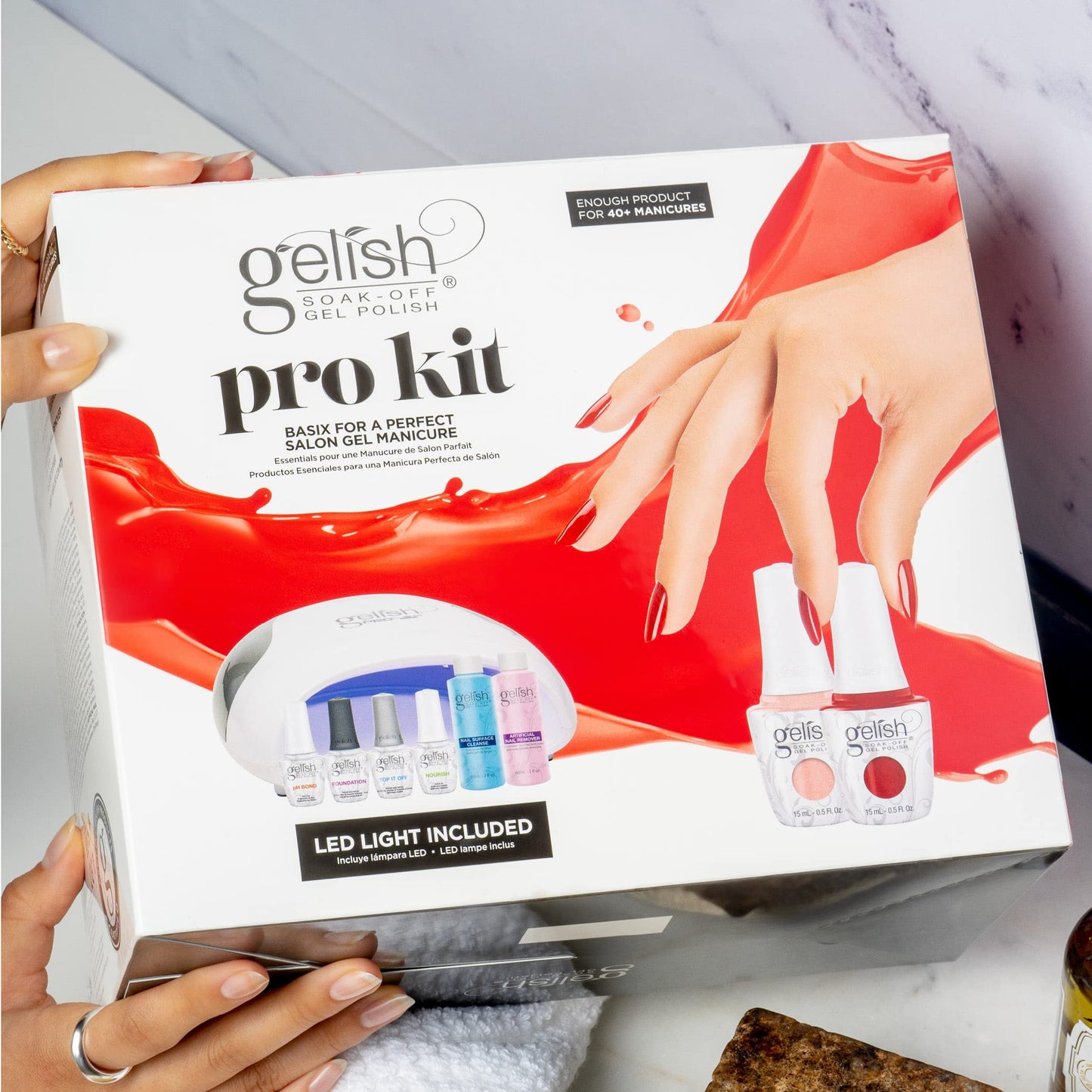 Gelish Pro Kit with Pro LED Light - Complete Manicure Set, UV/LED Nail Lamp, Gel Polishes, Essentials, Remover for Professional DIY Gel Nails At Home.