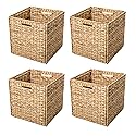 Trademark Innovations Foldable Hyacinth Storage Baskets with Iron Wire Frame (Set of 4)