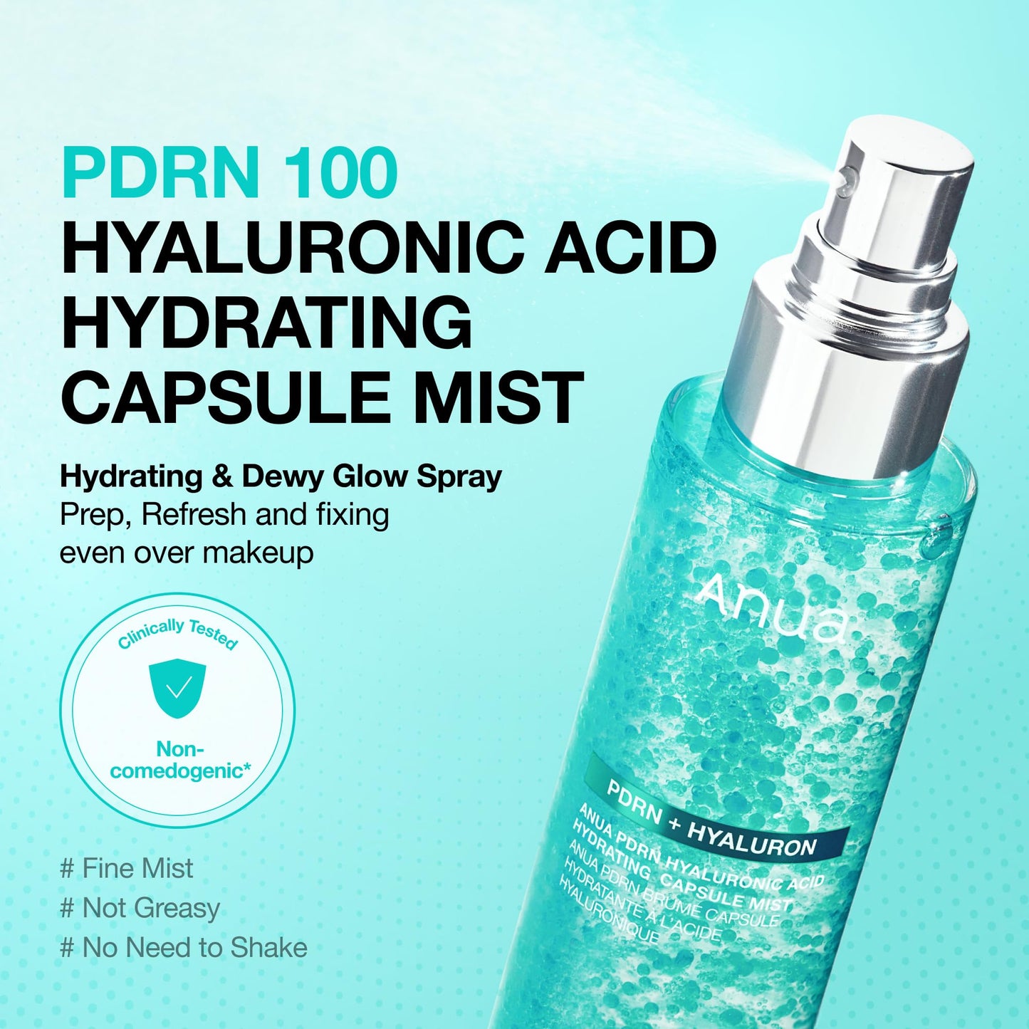 Anua PDRN Collagen Glow Facial Serum Spray, Hydrating Face Mist, Hyaluronic Acid, dewy glass finish, All Skin Types, Instant Plumping Hydration Beauty and Personal Care ANUA