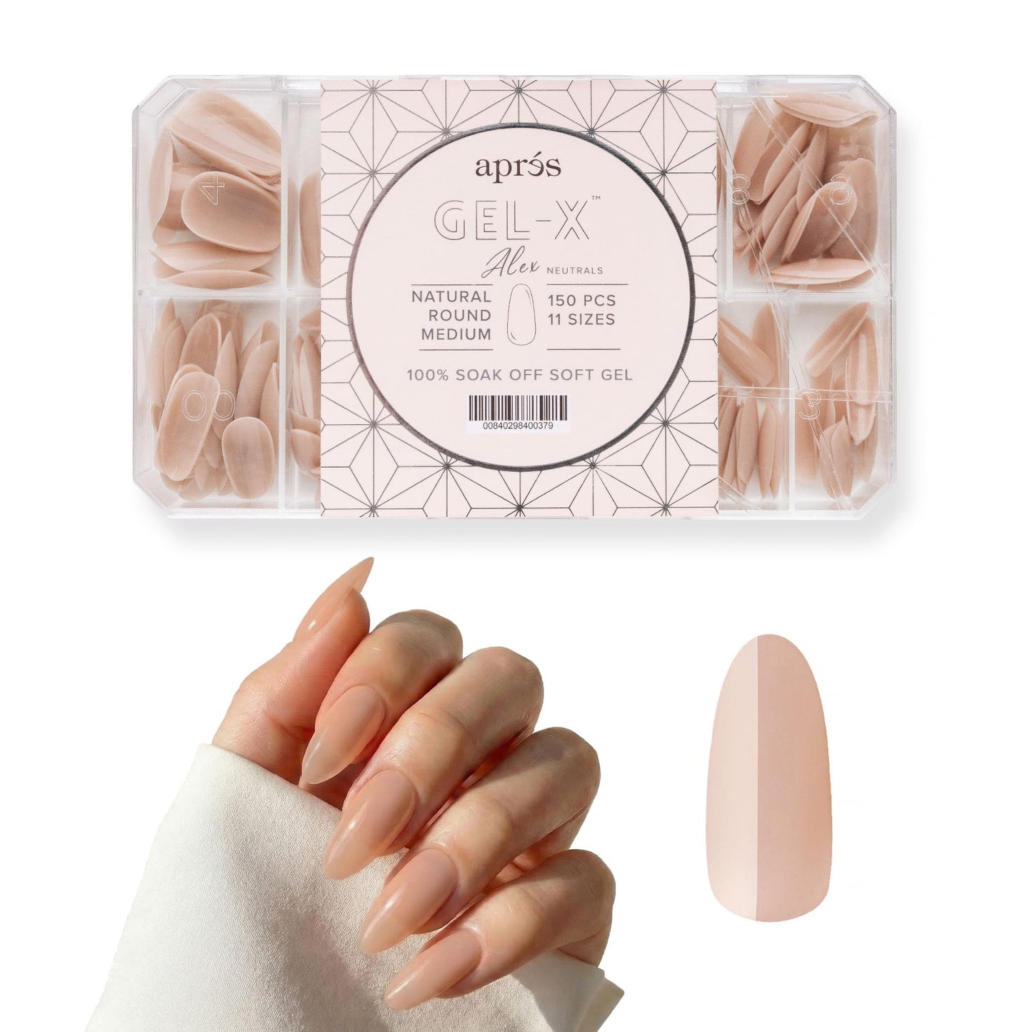Apres Neutrals Gel-X Alex Box Of Nail Tips, 11 Sizes 00-9, Soft Gel Nail Tip Box, Nail Extensions (150pcs) (Natural Round Medium, 150pcs) Beauty & Personal Care APRÉS