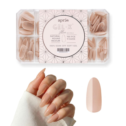 Apres Neutrals Gel-X Alex Box Of Nail Tips, 11 Sizes 00-9, Soft Gel Nail Tip Box, Nail Extensions (150pcs) (Natural Round Medium, 150pcs) Beauty & Personal Care APRÉS