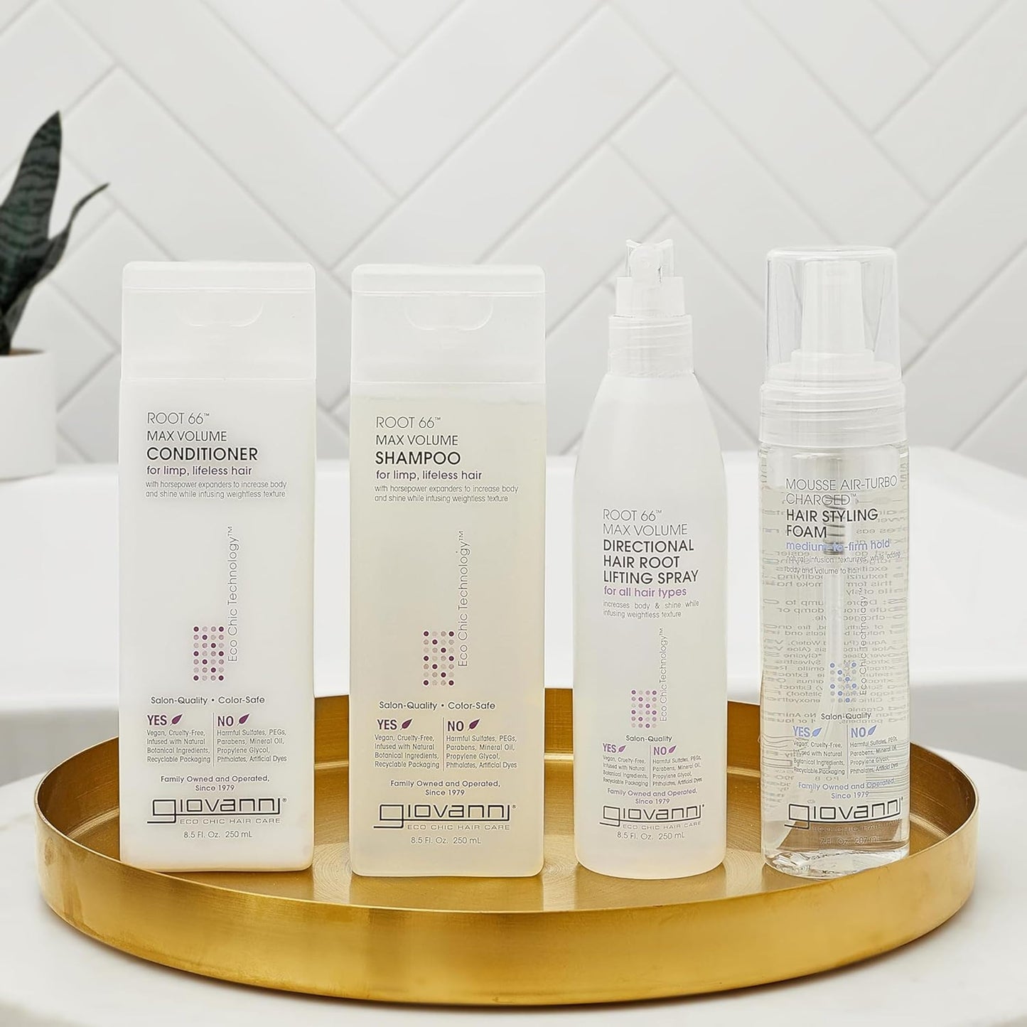 Giovanni Root 66 Max Volume Product Trio - Shampoo, Conditioner, and Root Spray for Women & Men, Moisturizing with Natural Ingredients for Damaged