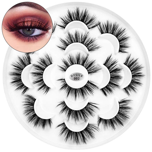 DYSILK Mink Lashes Fake Eyelashes - Wispy Lashes 7 Pairs Faux Mink Eyelashes 6D Lashes Natural Look Pestañas Postizas Wispy Eyelashes Fluffy Lashes