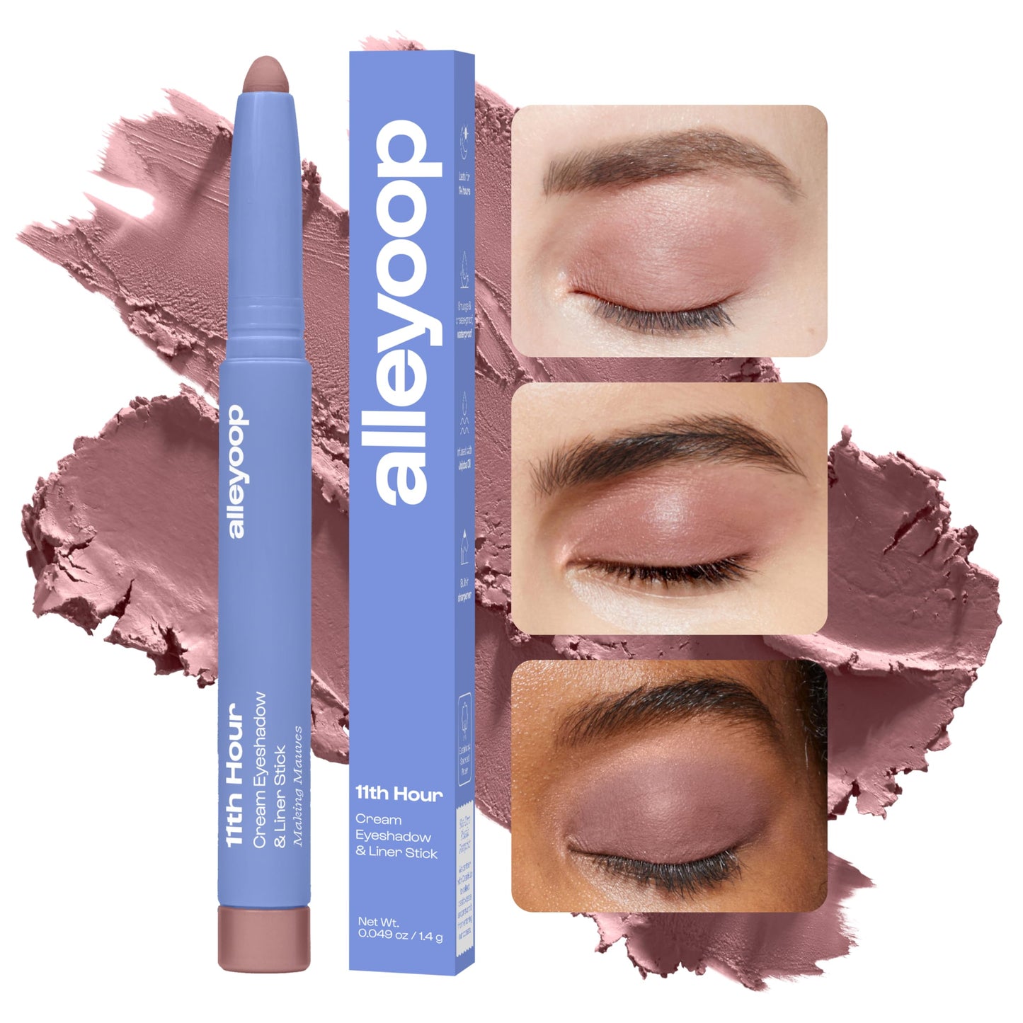 ALLEYOOP 11th Hour Waterproof Cream Eyeshadow Stick - Long-Lasting Eye Shadow Pencil & Eyeliner, Cream to Powder Stick & Highlighter - Smudge-Proof