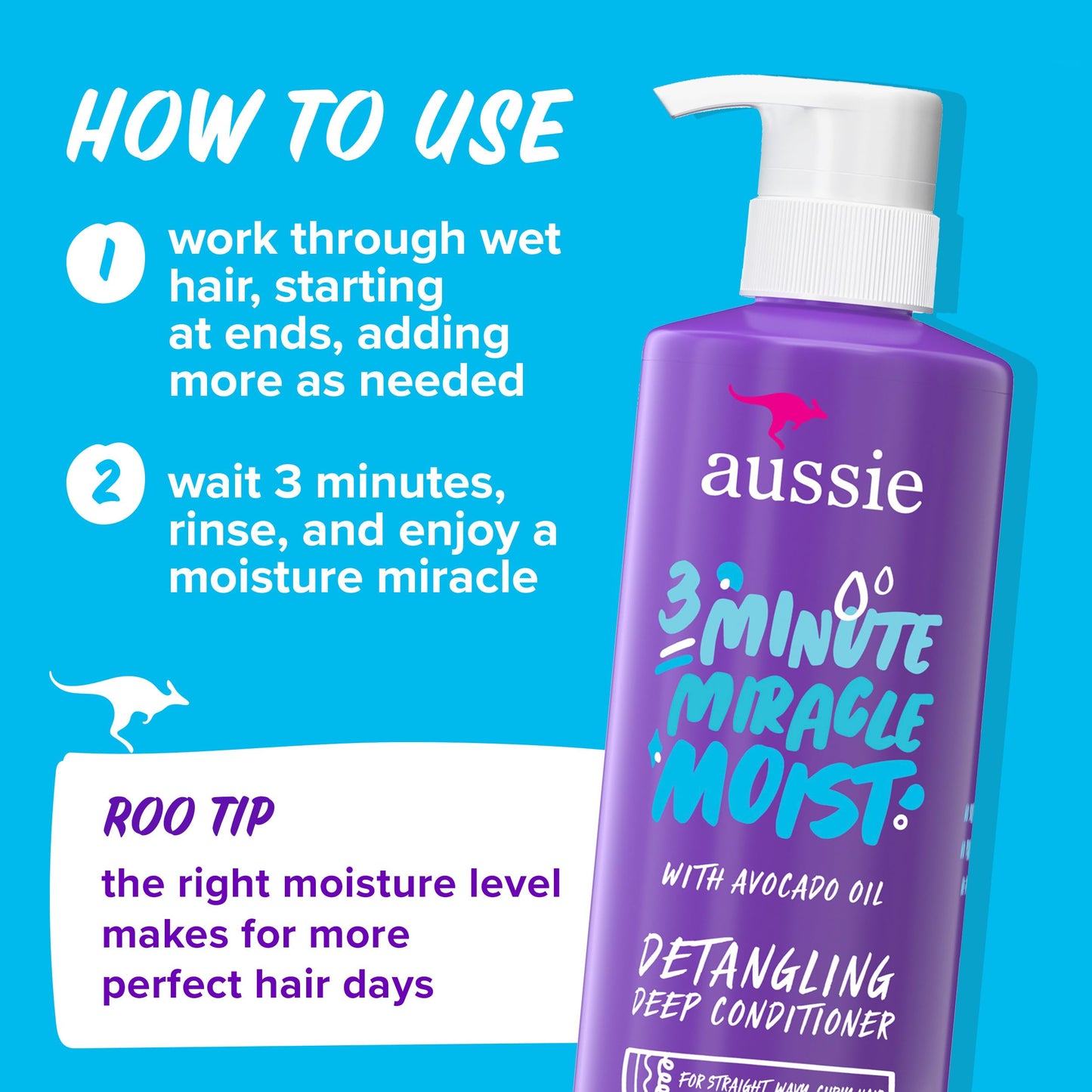 Aussie Miracle Moist Shampoo and Conditioner with 3 Minute Miracle Deep Conditioner, Avocado & Jojoba Oil, Paraben-Free, Moisturizes & Detangles, All