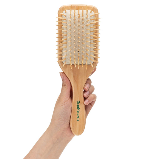 Wooden Bristle Paddle Hair Brush | Length 10.25" Width 3.5"| Large Flat Natural Eco Friendly Wood Handle Hairbrush for Men & Women with Thick, Curly