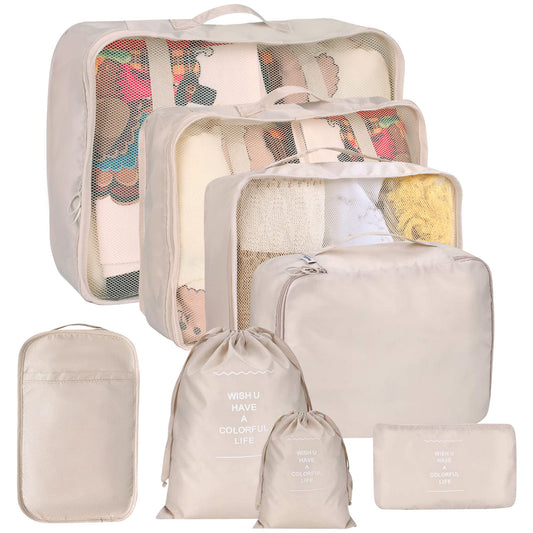 8 Set Packing Cubes for Suitcases – Kingdalux Travel Luggage Organizers with Laundry, Shoe & Clothing Bags for Men & Women