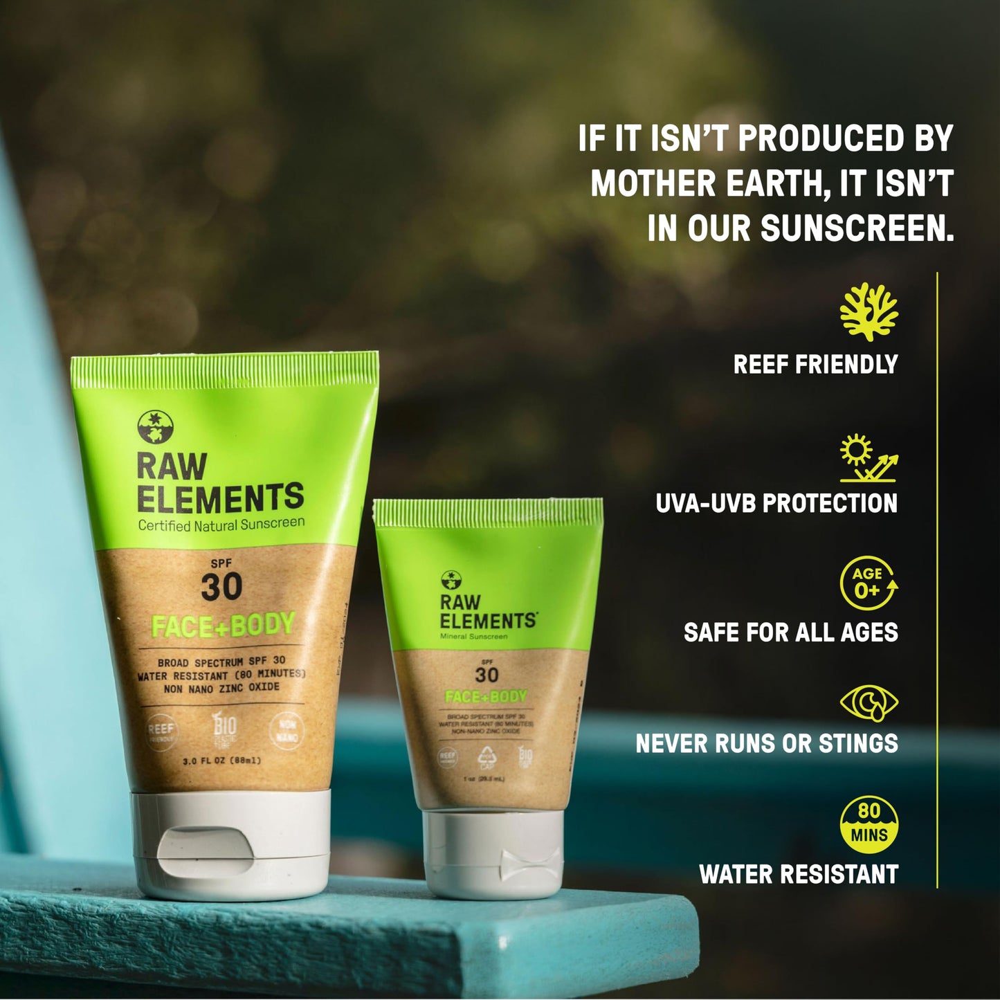 Raw Elements Face and Body All-Natural Mineral Sunscreen, Travel Size 1oz (1-Pack)