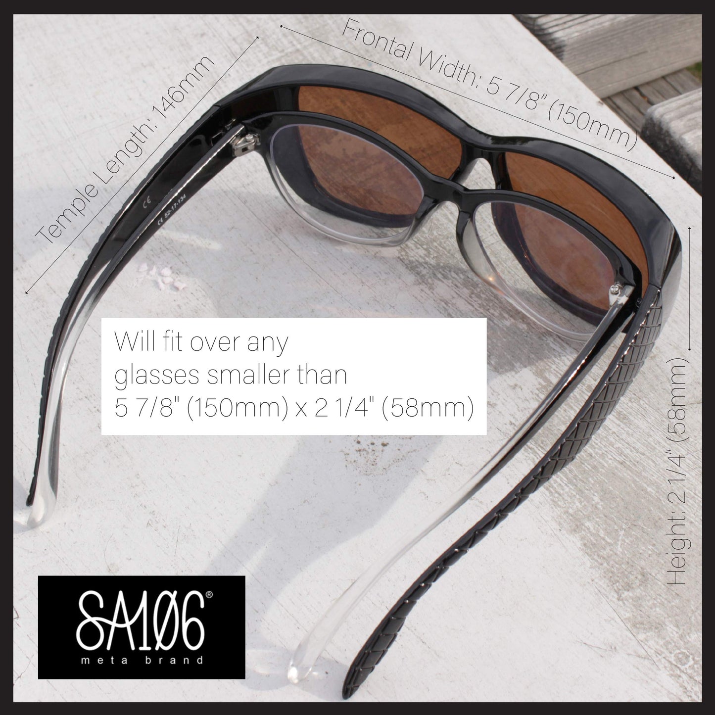 SA106 Polarized 55mm Fit Over OTG Butterfly Rhinestone Diva Sunglasses Black Purple