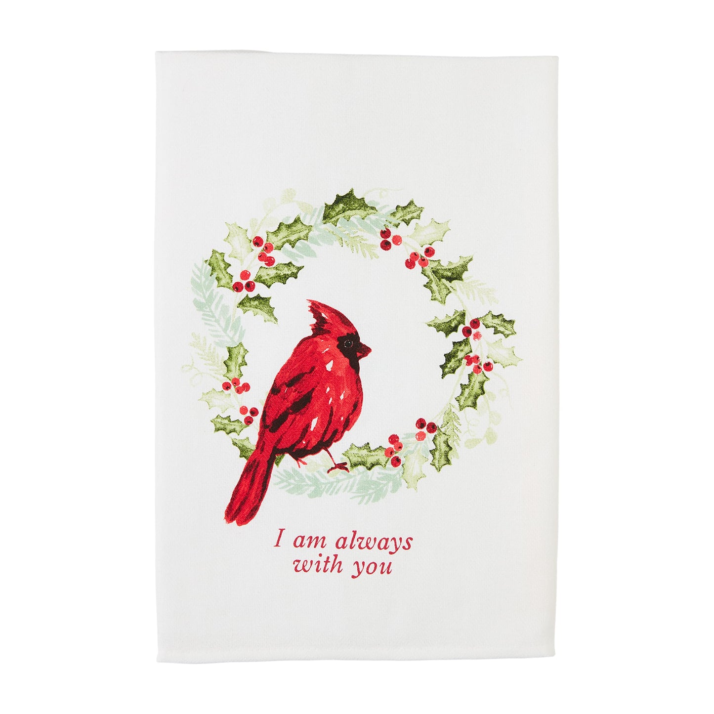 Mud Pie Cardinal Towel, Always, 26" x 16 1/2"