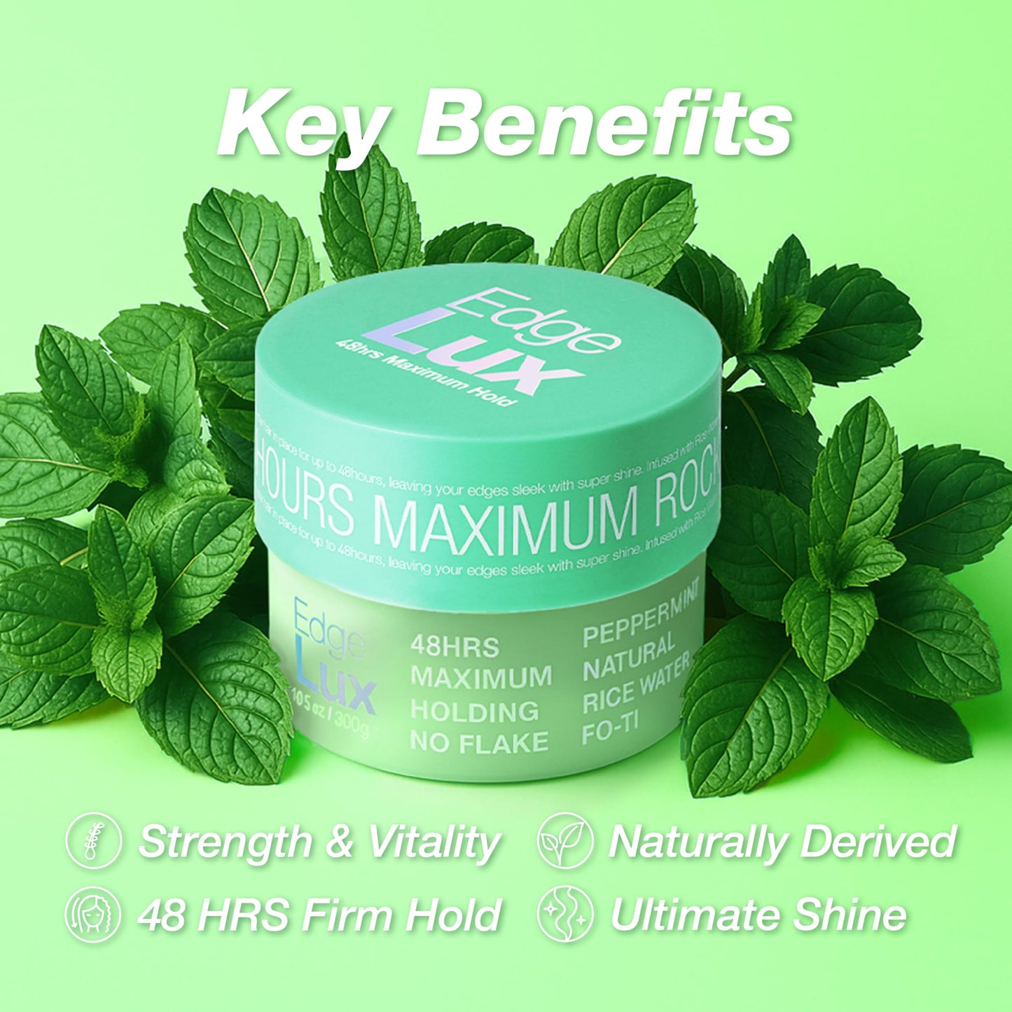Lux Collection Edge Control Gel for 4C Hair - 48 Hour Maximum Hold Edge Control, Edge Lux with Castor Oil, Keratin & Biotin, Non-Flaking Styling Gel