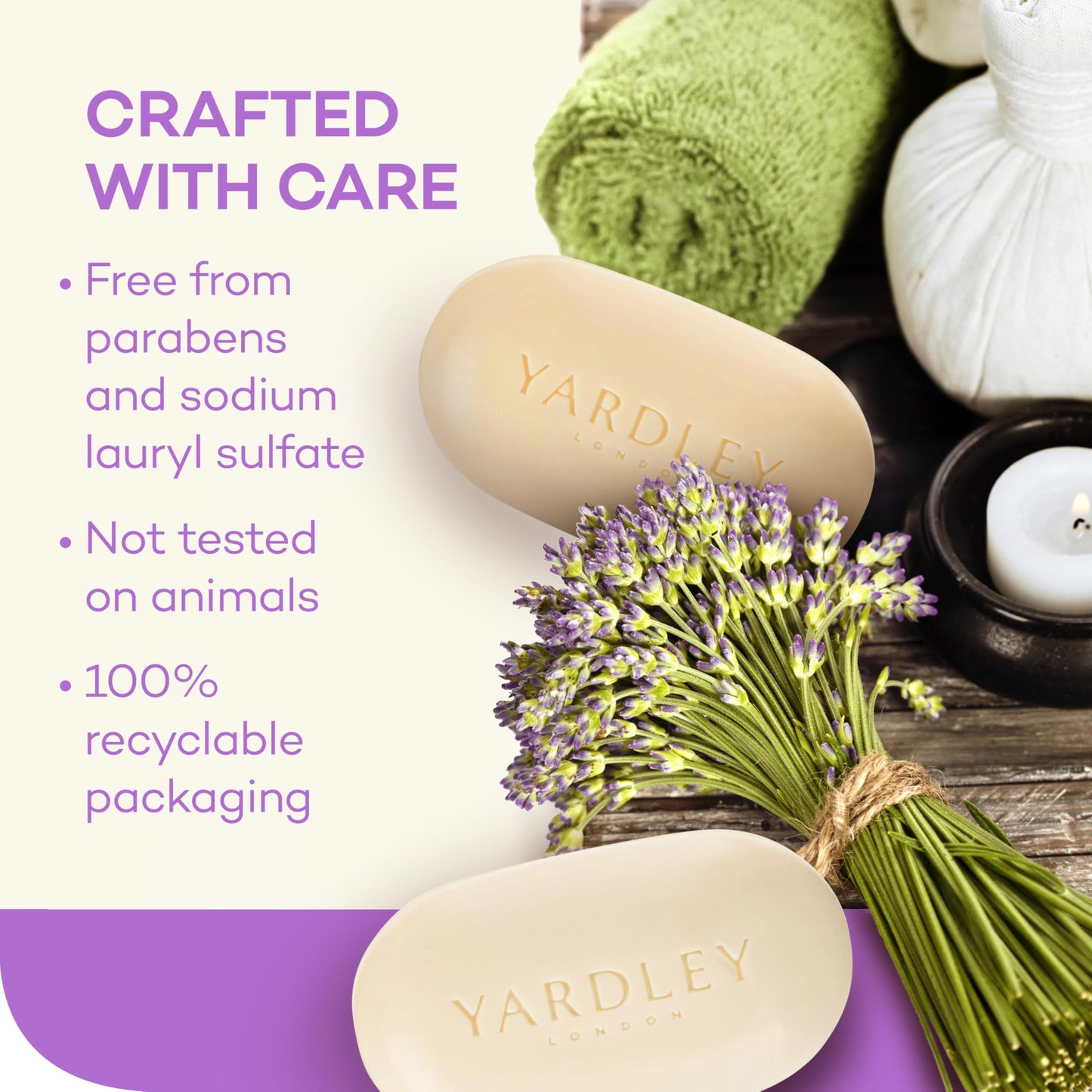 Yardley London English Lavender Naturally Moisturizing Bath Bar, 4 ounce