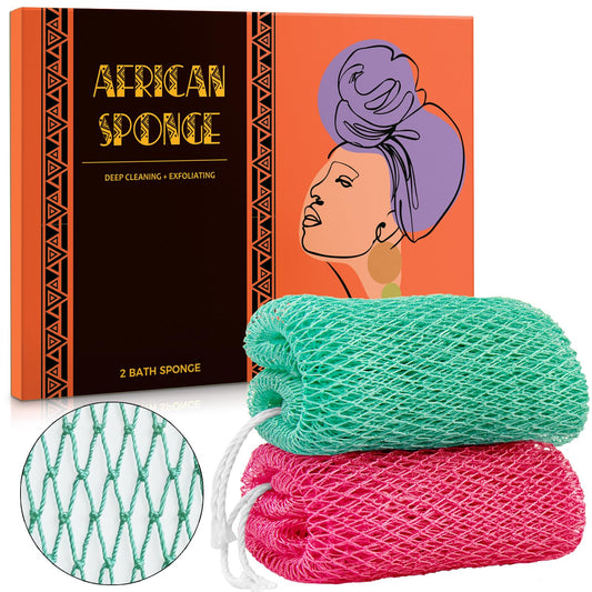African Net Sponge Authentic - African Exfoliating Net Sponge Real African Wash Cloth Loofah - African Bath Sponge with Knots Exfoliator Net Beauty and Personal Care Hrsqu