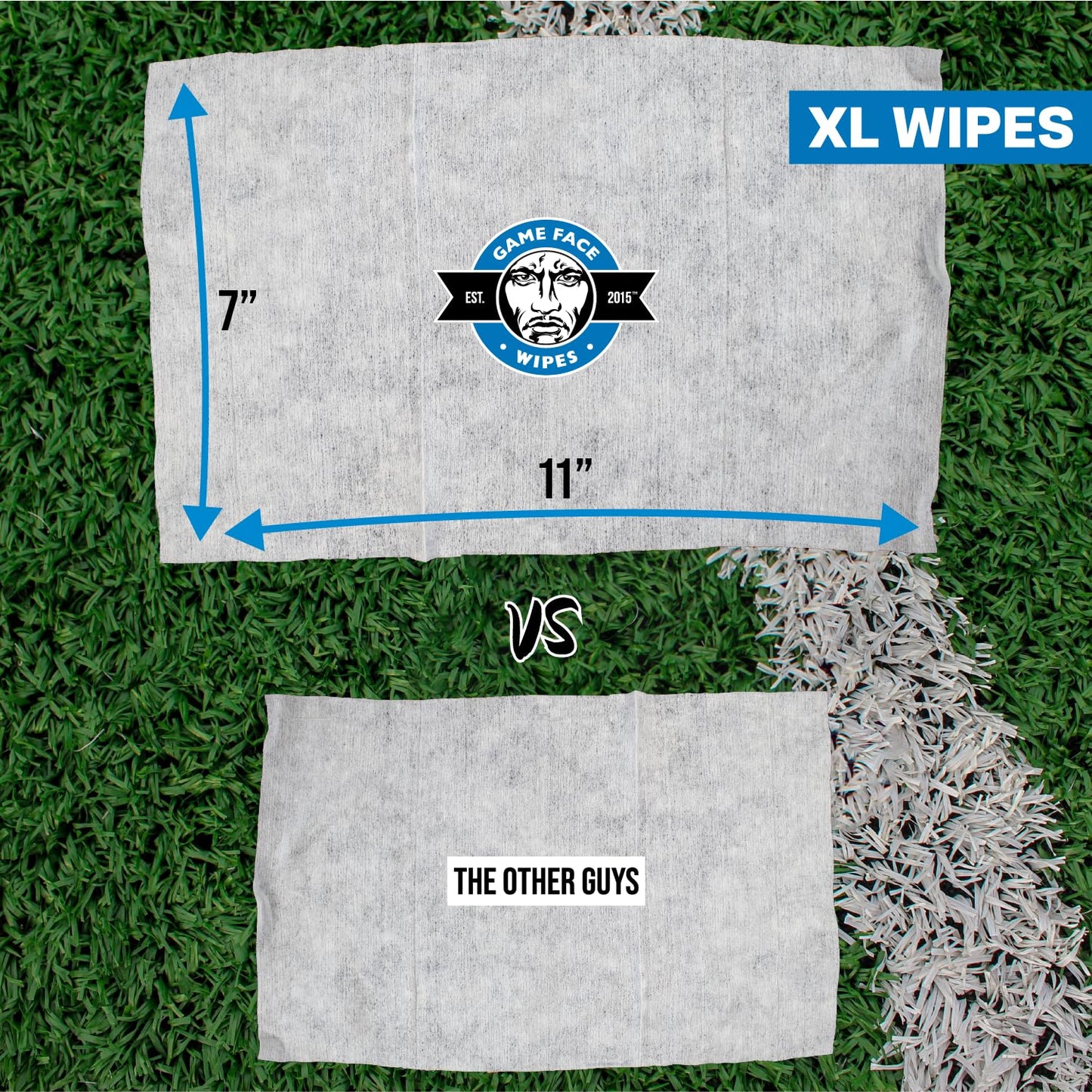 Game Face Cleansing Face Wipes 25 Count Pack XL Size 100% Compostable, Naturally Formulated and Lightly Scented Hydrating, Refreshing