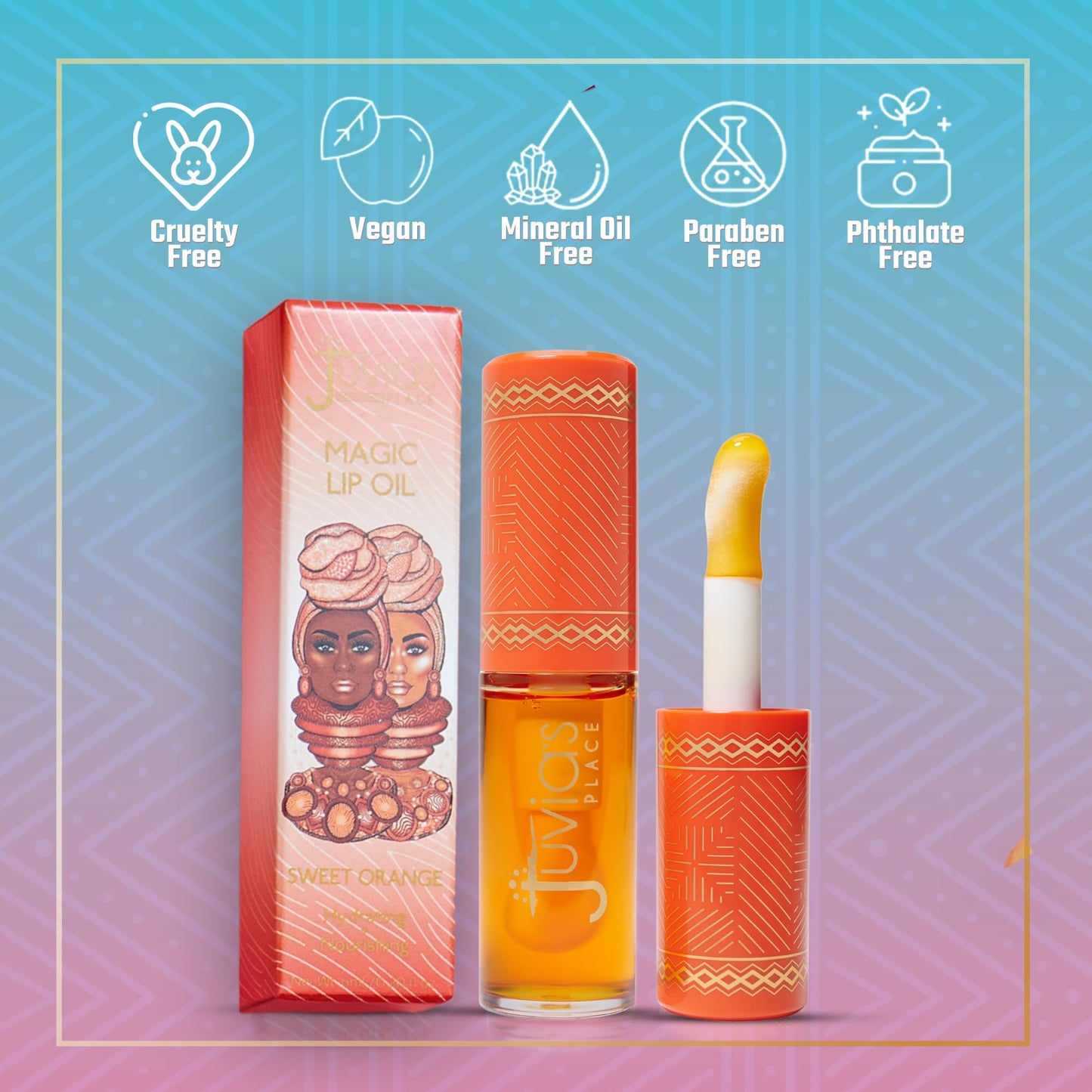 Juvia's Place Magic Lip Oil - Sweet Orange - Smooth, Hydrating w/Vitamin E for Soft, Glossy, Juicy Lips - Infused with Fruit Extracts - Tinted,