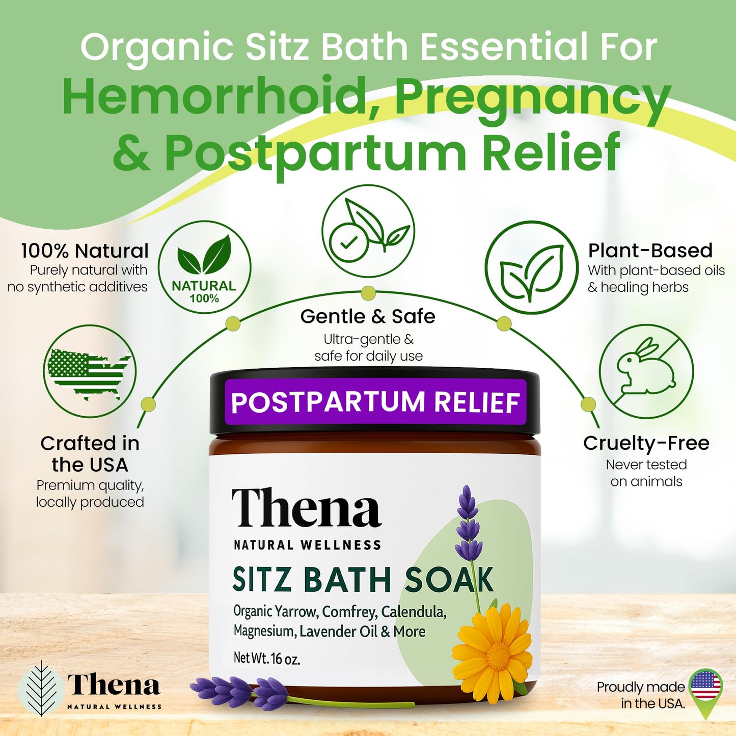 Best Organic Sitz Bath Soak Postpartum Care and Post Partum Essentials, Natural Hemorrhoid Treatment for Women & Moms with Epsom Dead Sea Salt Witch