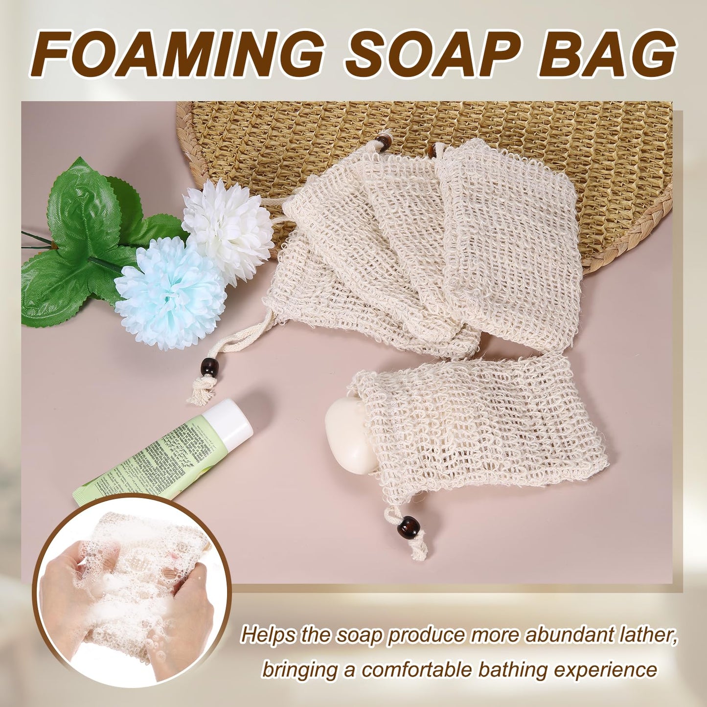 uxcell 15 Pcs Soap Saver Bag, 5.5"x3.5" Mesh Soap Bag with Drawstring Cotton Scrubber Pouch Exfoliating Net for Body Shower Foaming Travel Camping Beauty and Personal Care uxcell
